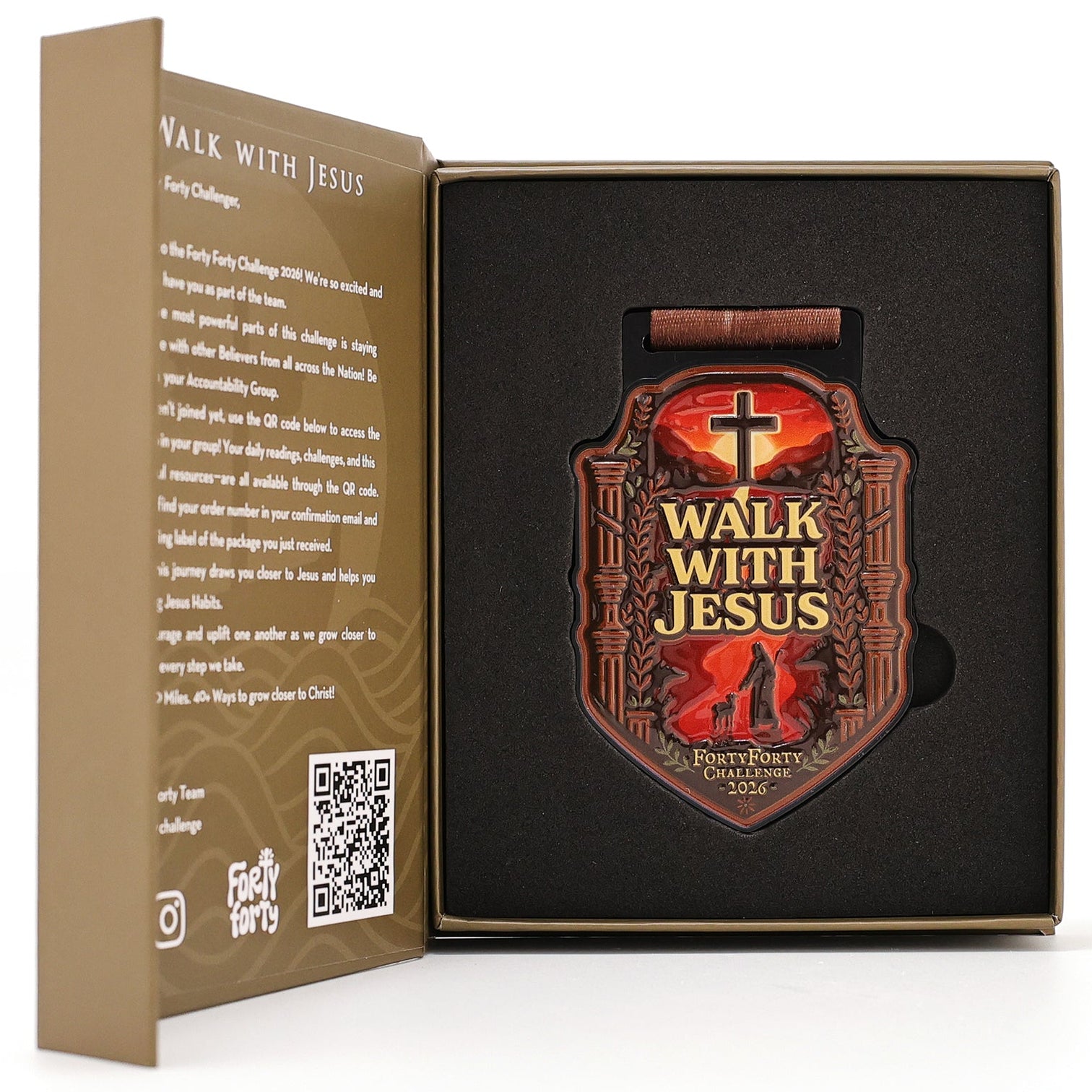 Forty Forty Walk with Jesus medal and challenge box